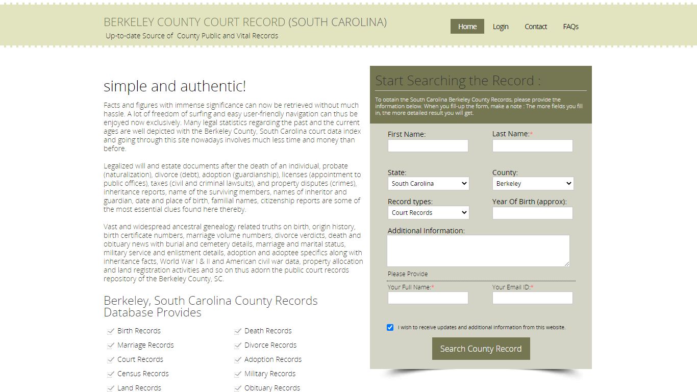 Berkeley County, South Carolina Public Court Records Index